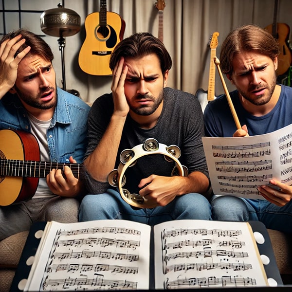 Imagem Músicos Confusos com a partitura